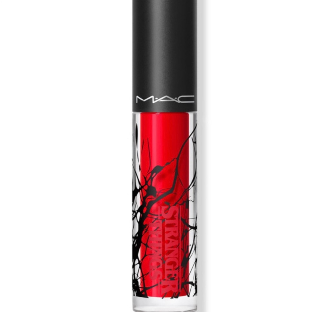 MAC X STRANGER🔥THINGS Lip Glass in Rockin’ Robin (bright red). NIB.